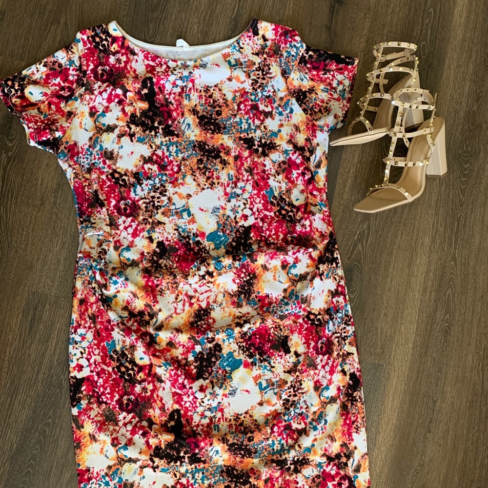 Pink blush midi maternity dress